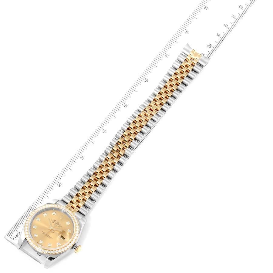 Rolex Datejust 36 Steel Yellow Gold Champagne Dial Diamond Watch 116243 For Sale 5