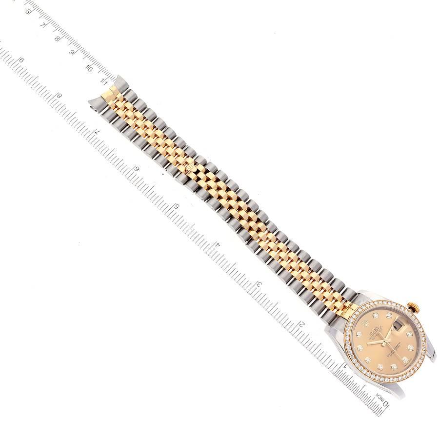 Rolex Datejust 36 Stahl-Gelbgold-Diamant-Uhr 116243 mit Champagner-Zifferblatt im Angebot 6