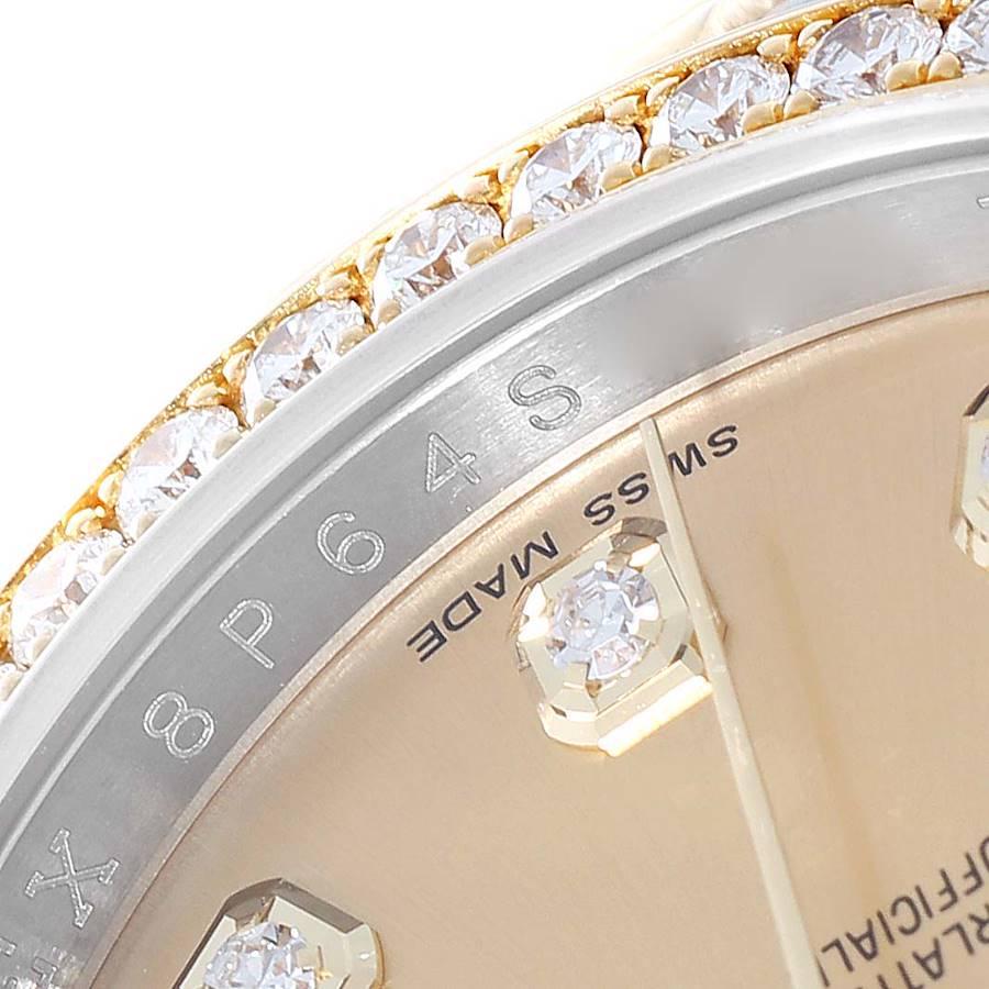 Rolex Datejust 36 Stahl-Gelbgold-Diamant-Uhr 116243 mit Champagner-Zifferblatt im Angebot 2