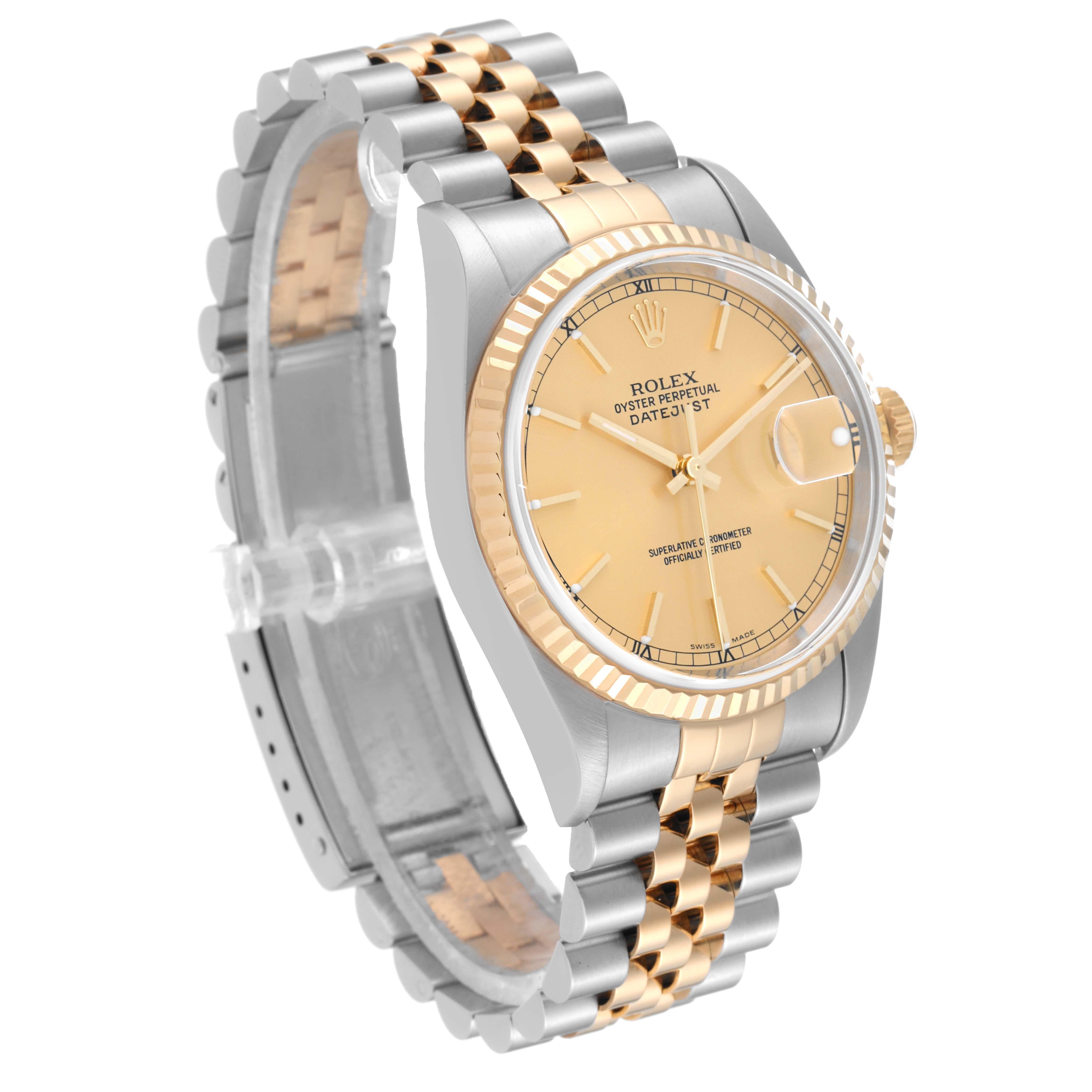 Rolex Datejust 36 Steel Yellow Gold Champagne Dial Mens Watch 16233 Box Papers 2