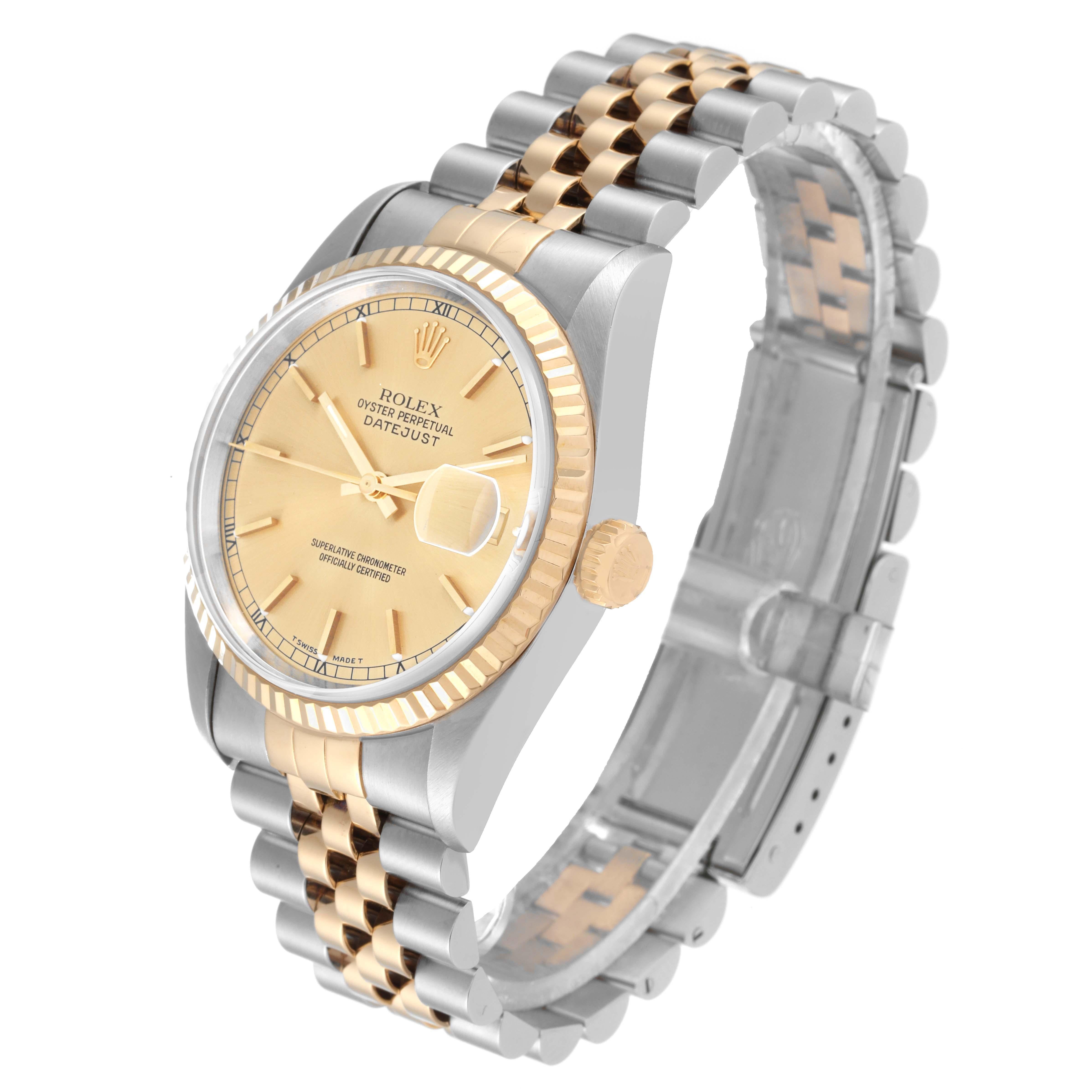 Rolex Datejust 36 Steel Yellow Gold Champagne Dial Mens Watch 16233 Box Papers For Sale 4