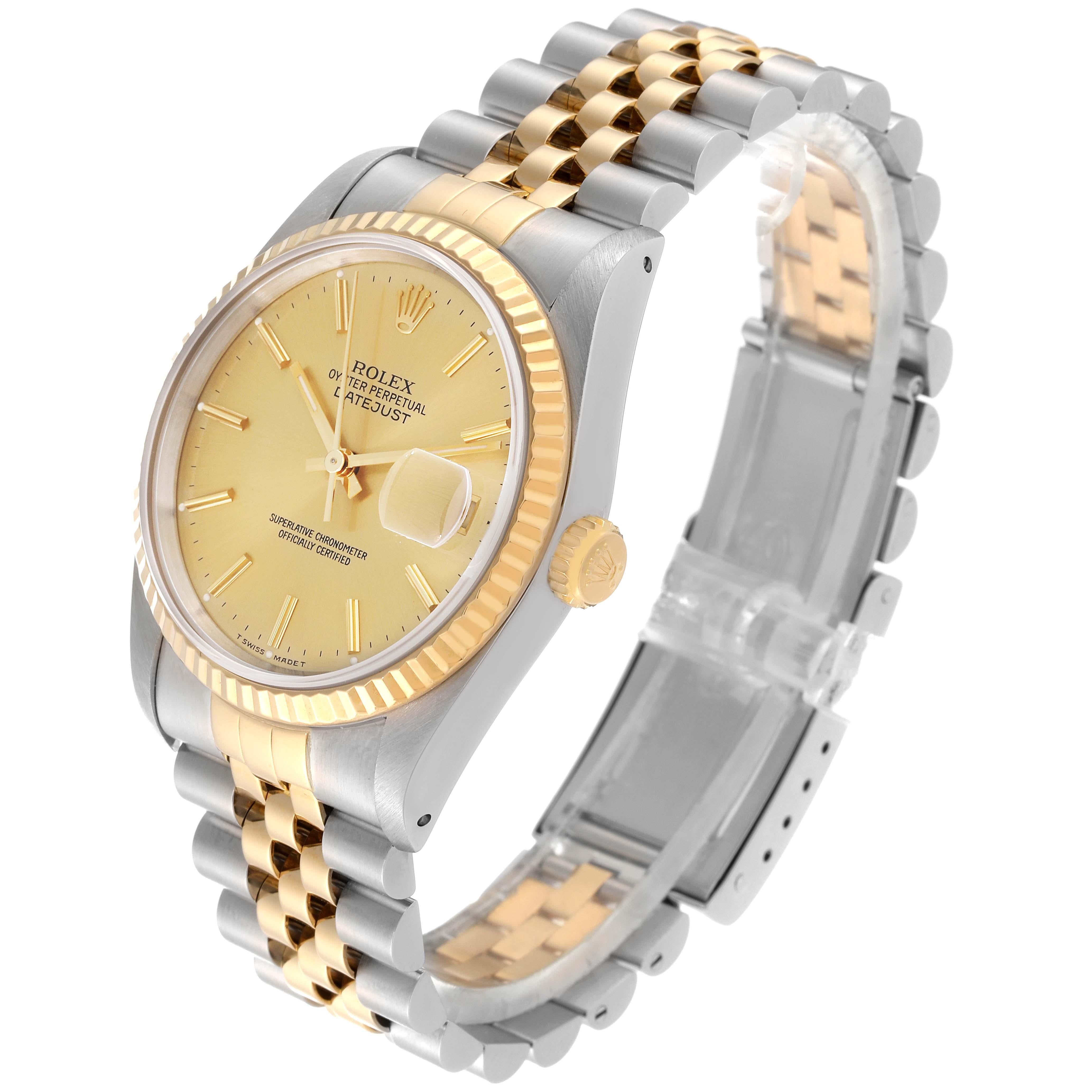 Rolex Datejust 36 Steel Yellow Gold Champagne Dial Mens Watch 16233 For Sale 6