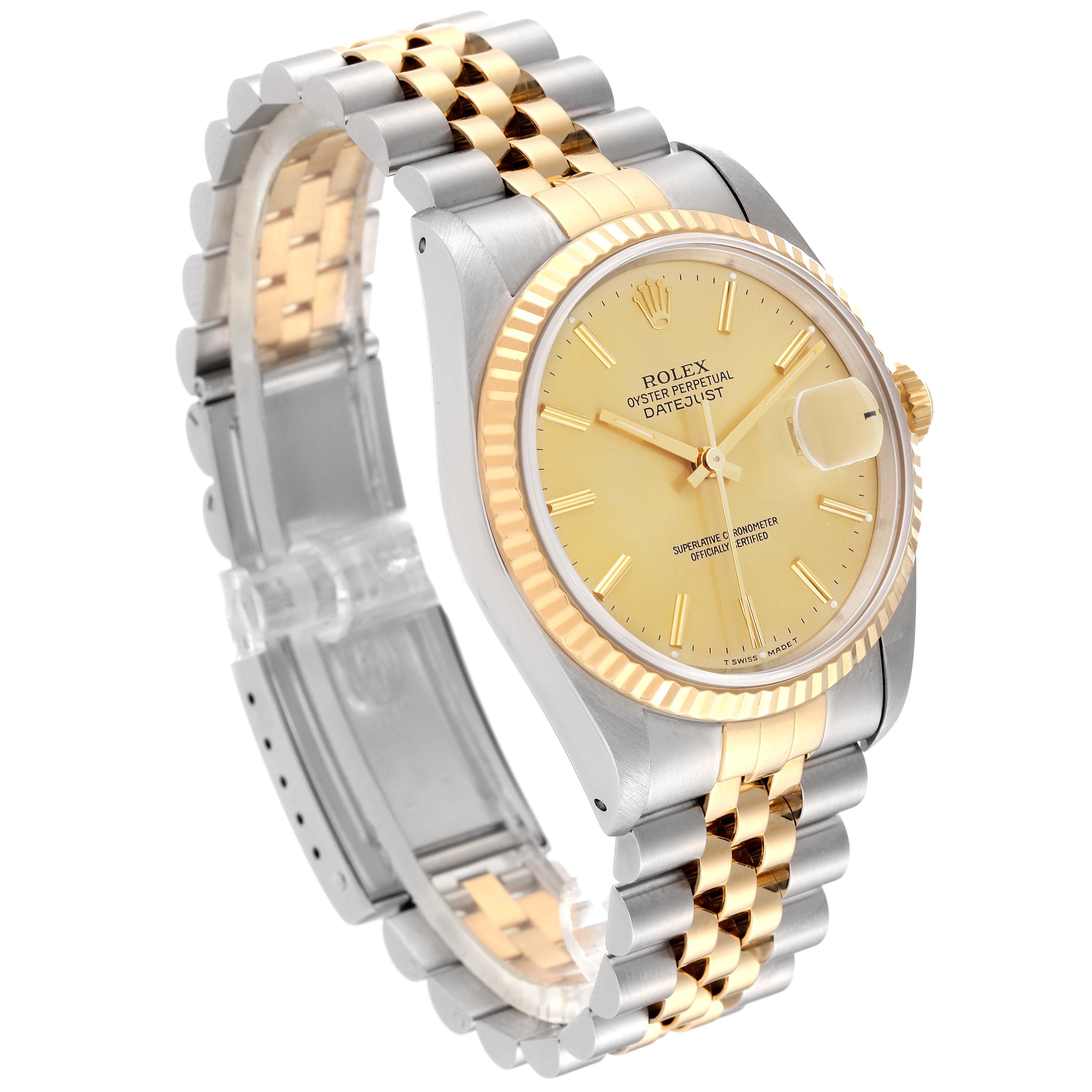 Men's Rolex Datejust 36 Steel Yellow Gold Champagne Dial Mens Watch 16233 For Sale