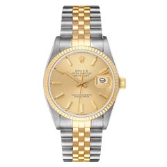 Rolex Datejust 36 Steel Yellow Gold Champagne Dial Vintage Mens Watch 16013