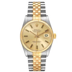 Rolex Datejust 36 Acciaio Oro Giallo Quadrante Champagne Orologio da Uomo Vintage 16013