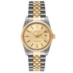 Rolex Datejust 36 Acciaio Oro Giallo Quadrante Champagne Orologio da Uomo Vintage 16013