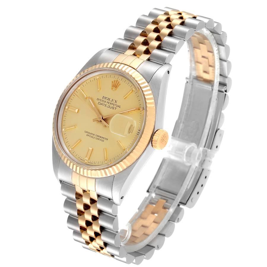 Men's Rolex Datejust 36 Steel Yellow Gold Champagne Dial Vintage Mens Watch 16013 For Sale