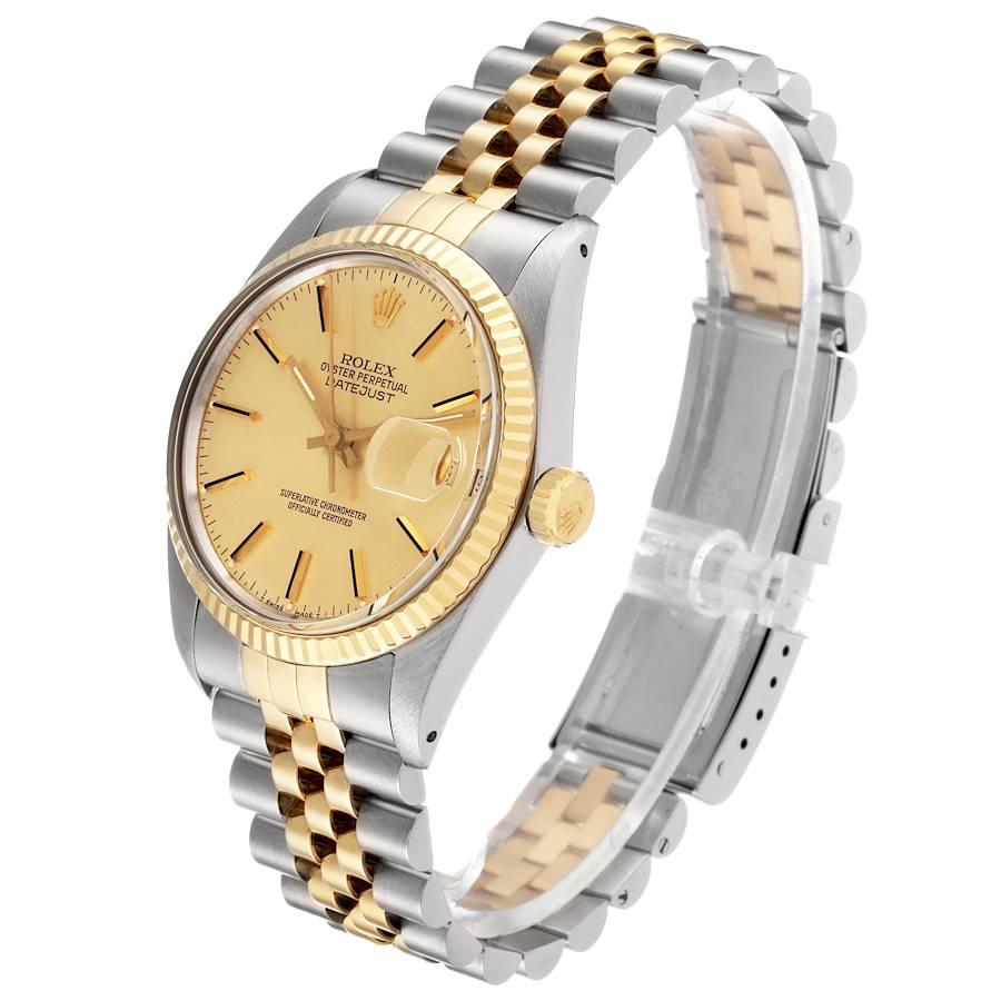Men's Rolex Datejust 36 Steel Yellow Gold Champagne Dial Vintage Mens Watch 16013