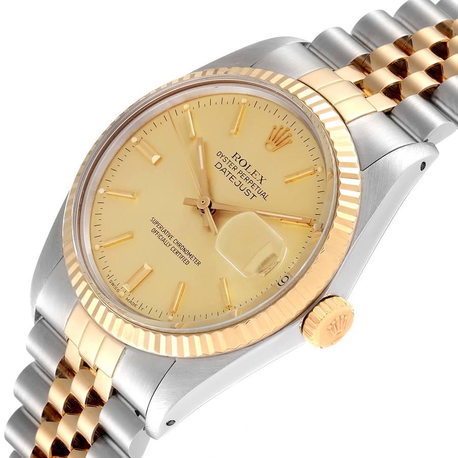 Rolex Datejust 36 Steel Yellow Gold Champagne Dial Vintage Mens Watch 16013 For Sale 1