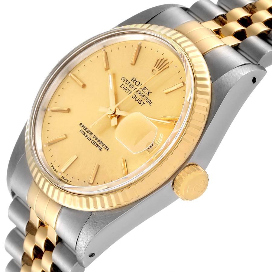 Rolex Datejust 36 Steel Yellow Gold Champagne Dial Vintage Mens Watch 16013 For Sale 1