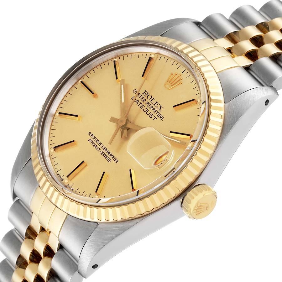 Rolex Datejust 36 Steel Yellow Gold Champagne Dial Vintage Mens Watch 16013 1