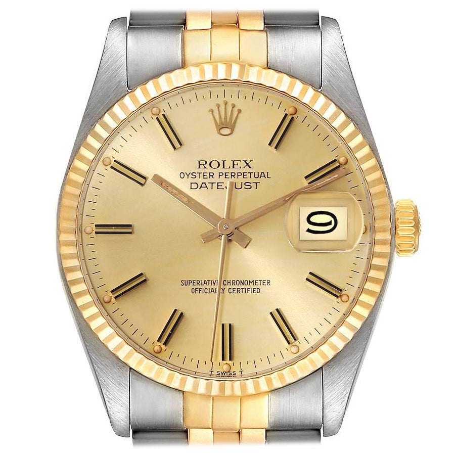 Rolex Datejust 36 Stahl-Gelbgold-Herrenuhr mit Champagner-Zifferblatt 16013