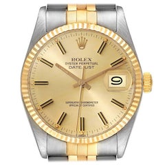 Rolex Datejust 36 Steel Yellow Gold Champagne Dial Vintage Mens Watch 16013