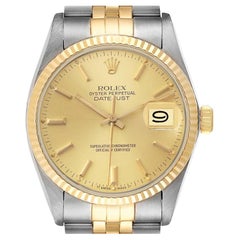 Rolex Datejust 36 Steel Yellow Gold Champagne Dial Vintage Mens Watch 16013