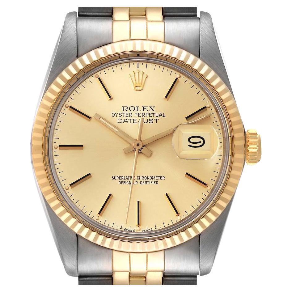 Rolex Datejust 36 Steel Yellow Gold Champagne Dial Vintage Mens Watch 16013