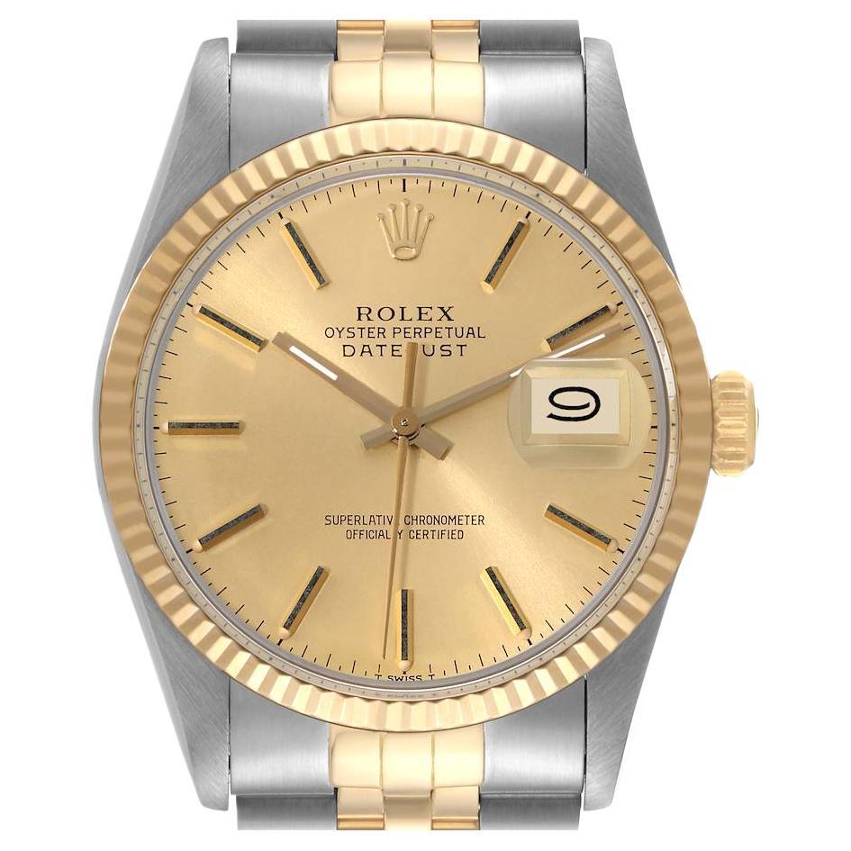 Rolex Datejust 36 Steel Yellow Gold Champagne Dial Vintage Mens Watch 16013
