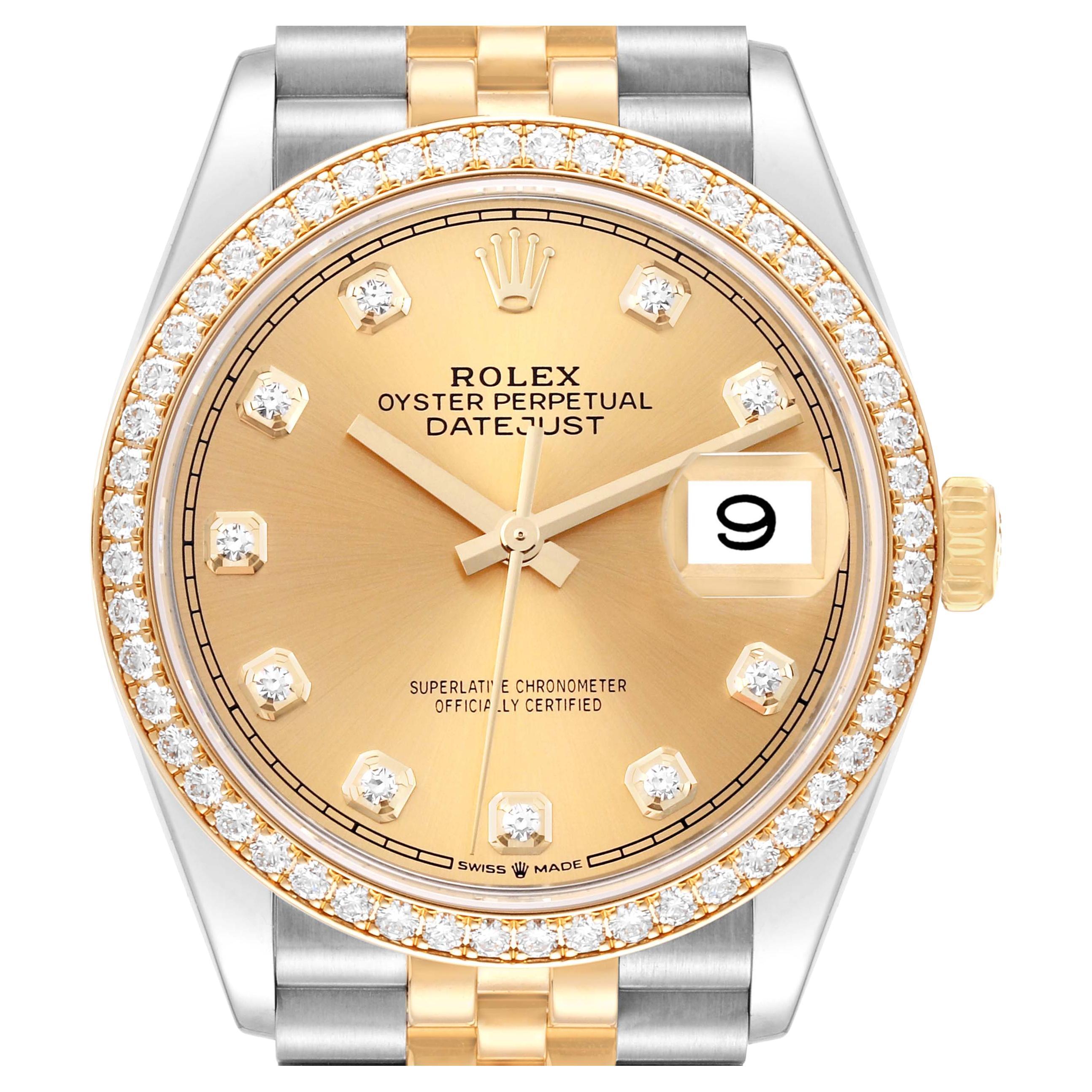 Rolex Datejust 36 Steel Yellow Gold Diamond Dial Mens Watch 126283 Box Card  at 1stDibs | rolex 126283