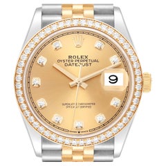 Rolex Datejust 36 Steel Yellow Gold Diamond Dial Mens Watch 126283 Box Card