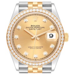 Rolex Datejust 36 Steel Yellow Gold Diamond Dial Mens Watch 126283 Box Card