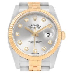 Rolex Datejust 36 Steel Yellow Gold Diamond Men's Watch 116233 Box Card