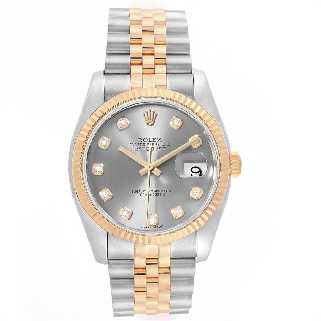 Rolex Datejust 36 Steel Yellow Gold Diamond Men's Watch 116233 Box In Good Condition For Sale In Atlanta, GA
