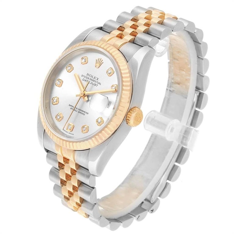 Rolex Datejust 36 Steel Yellow Gold Diamond Men's Watch 116233 Box For ...