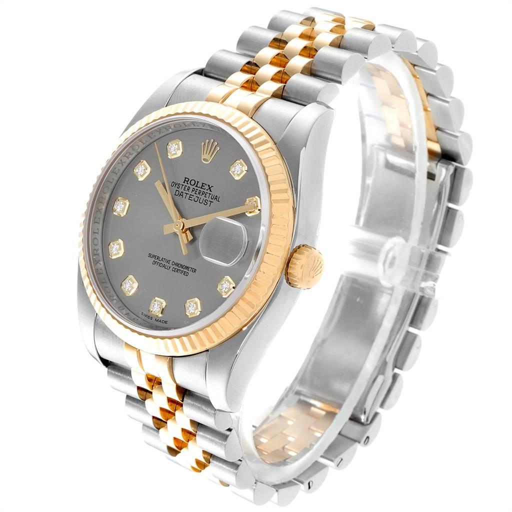 Rolex Datejust 36 Steel Yellow Gold Diamond Men's Watch 116233 Box For Sale 1