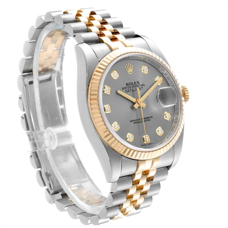 Rolex Datejust 36 Steel Yellow Gold Diamond Men's Watch 116233 Box For ...