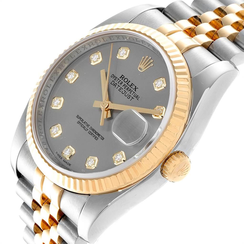 Rolex Datejust 36 Steel Yellow Gold Diamond Men's Watch 116233 Box For Sale 3