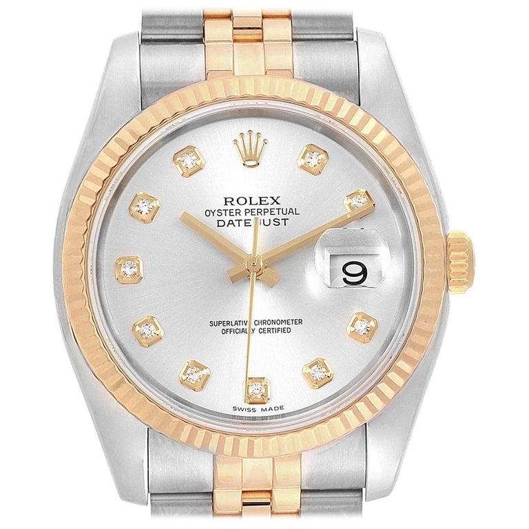 Rolex Datejust 36 Steel Yellow Gold Diamond Men's Watch 116233 Box For ...