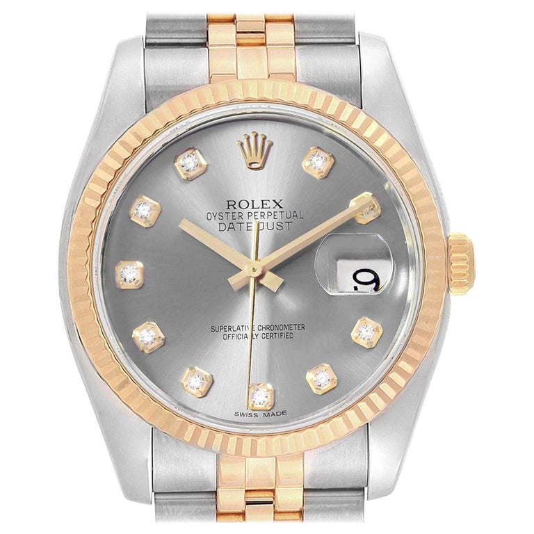 Rolex Datejust 36 Steel Yellow Gold Diamond Men's Watch 116233 Box For ...