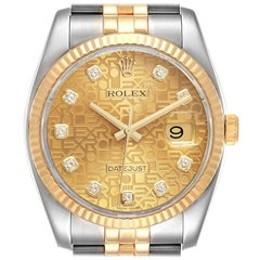 Rolex Datejust 36 Steel Yellow Gold Diamond Mens Watch 116233