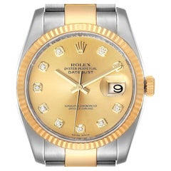 Rolex Datejust 36 Steel Yellow Gold Diamond Mens Watch 116233