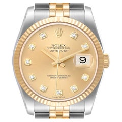 Rolex Datejust 36 Steel Yellow Gold Diamond Mens Watch 116233