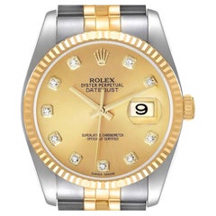 Rolex Datejust 36 Steel Yellow Gold Diamond Mens Watch 116233