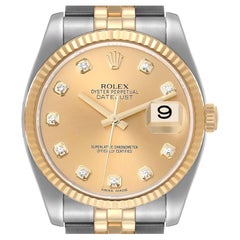 Rolex Datejust 36 Acciaio Oro Giallo Diamante Orologio Uomo 116233