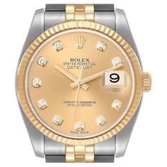 Rolex Datejust 36 Steel Yellow Gold Diamond Mens Watch 116233