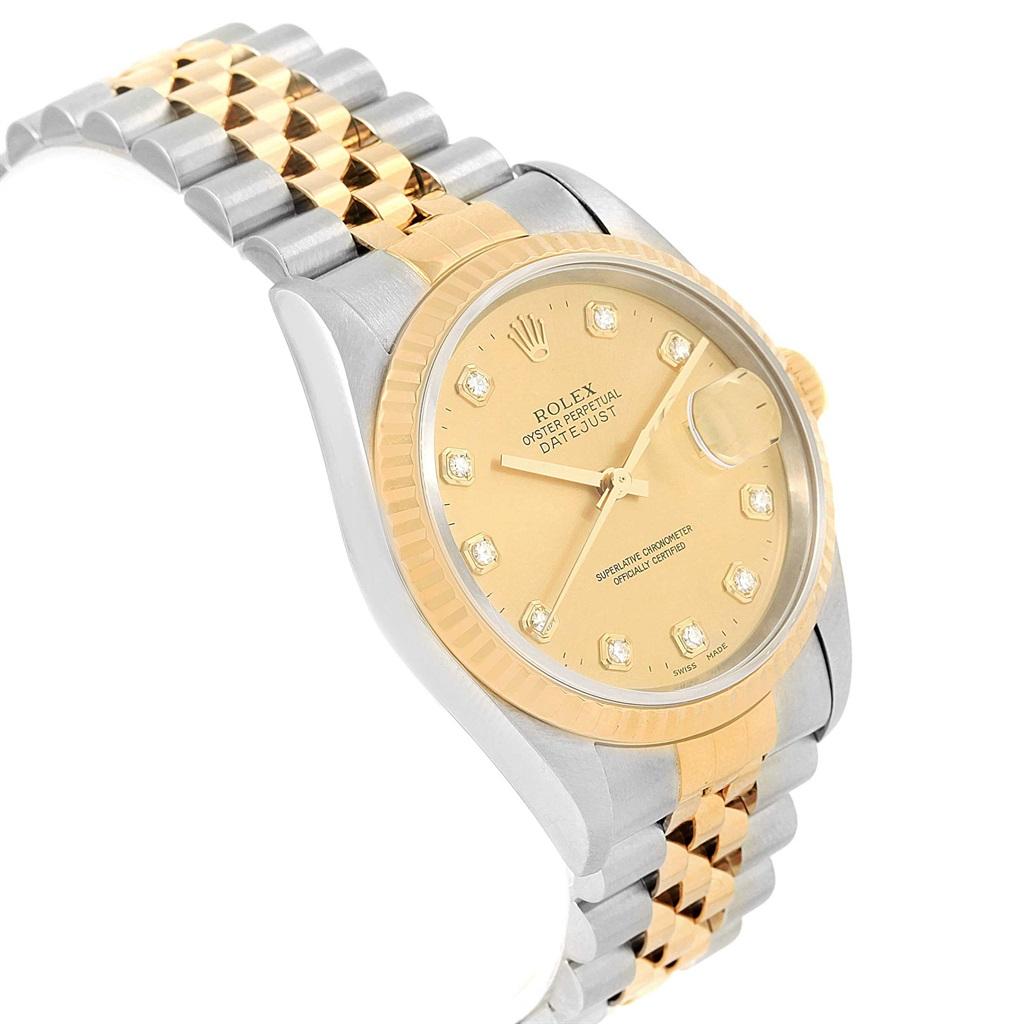Rolex Datejust 36 Steel Yellow Gold Diamond Men’s Watch 16233 Box Papers For Sale 4