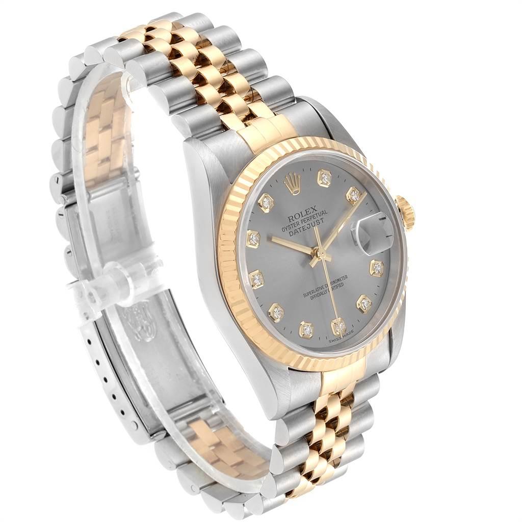 Rolex Datejust 36 Steel Yellow Gold Diamond Men's Watch 16233 In Excellent Condition For Sale In Atlanta, GA