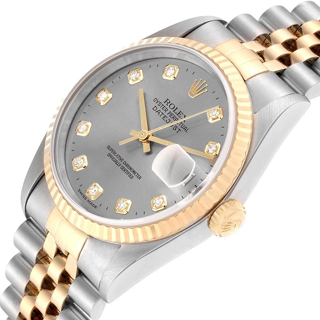 Rolex Datejust 36 Steel Yellow Gold Diamond Men's Watch 16233 For Sale 2