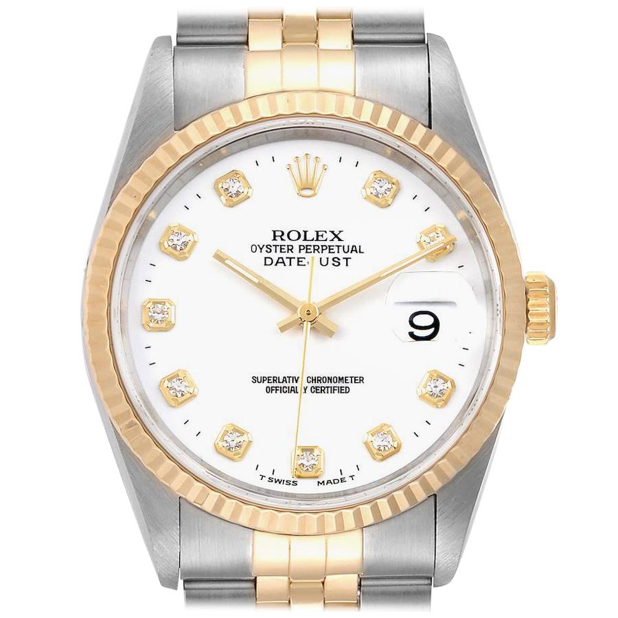 Rolex Datejust 36 Steel Yellow Gold Diamond Men's Watch 16233 For Sale