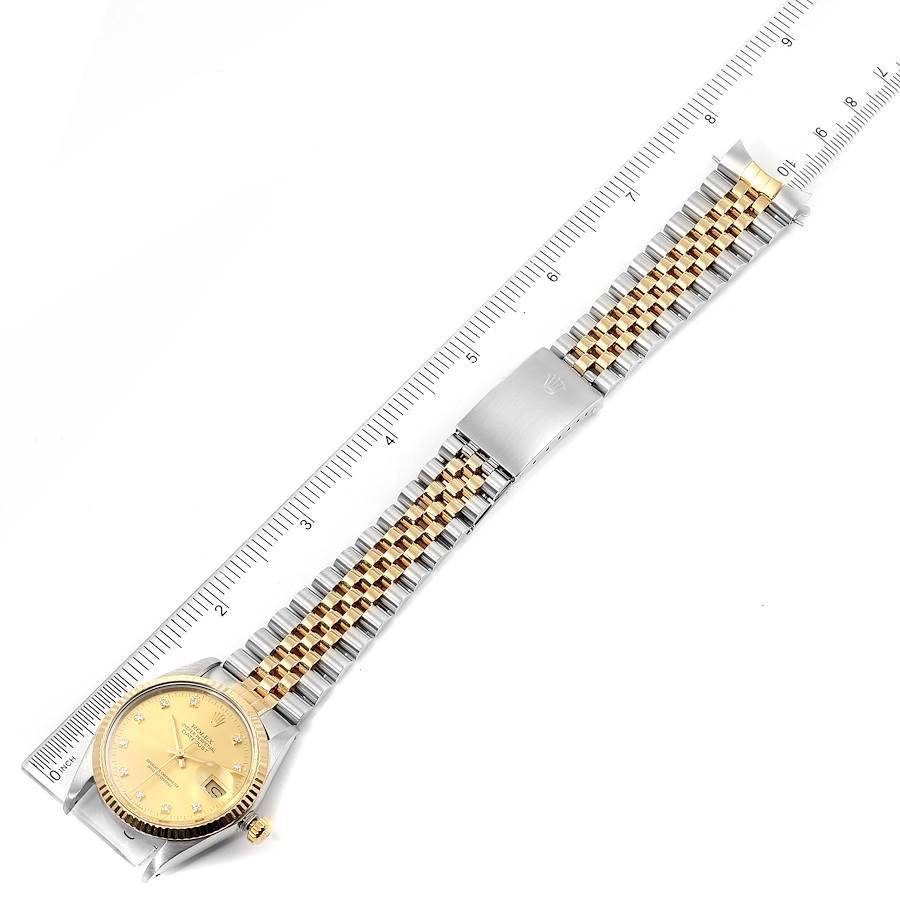 Rolex Datejust 36 Steel Yellow Gold Diamond Vintage Men's Watch 16013 Box For Sale 7