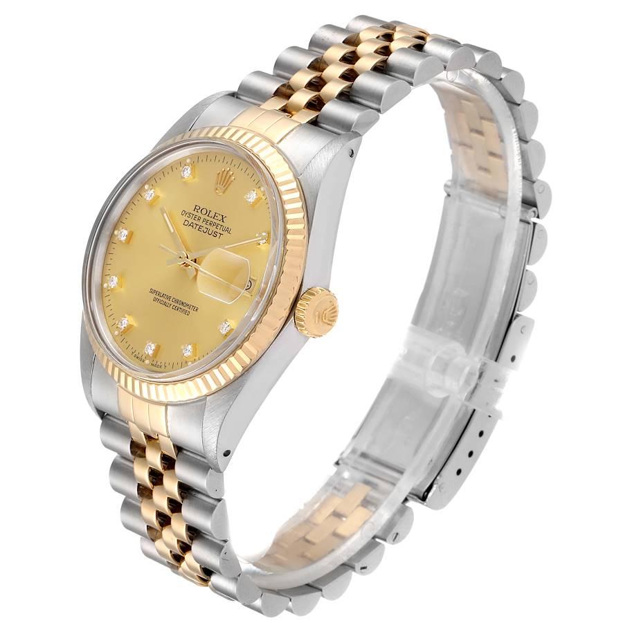 Rolex Datejust 36 Steel Yellow Gold Diamond Vintage Men's Watch 16013 Box For Sale 1