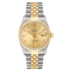Rolex Datejust 36 Steel Yellow Gold Diamond Vintage Mens Watch 16013
