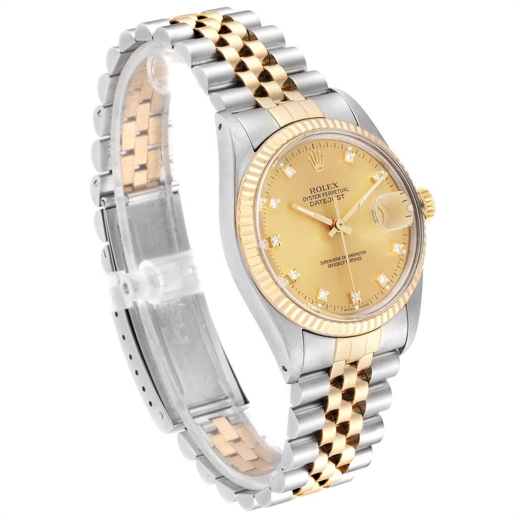 Rolex Datejust 36 Steel Yellow Gold Diamond Vintage Men’s Watch 16013 In Good Condition In Atlanta, GA