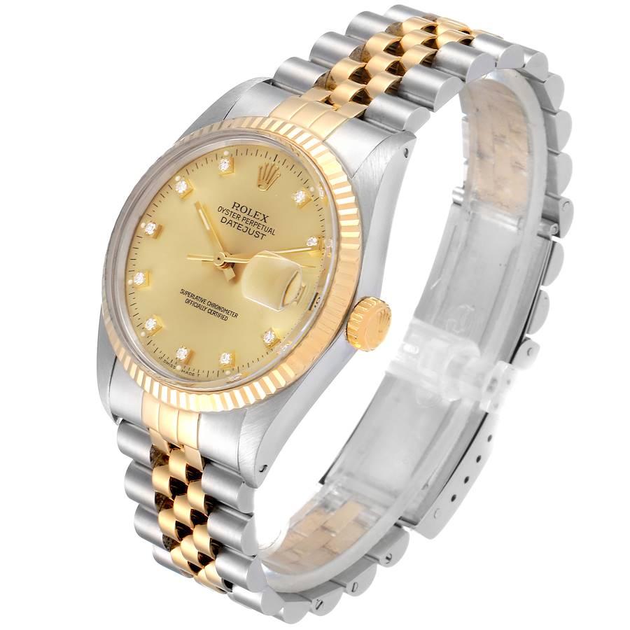 Men's Rolex Datejust 36 Steel Yellow Gold Diamond Vintage Men’s Watch 16013