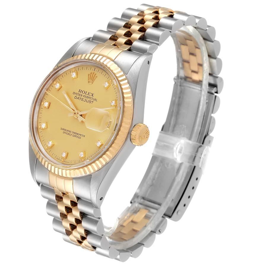 Men's Rolex Datejust 36 Steel Yellow Gold Diamond Vintage Mens Watch 16013 For Sale