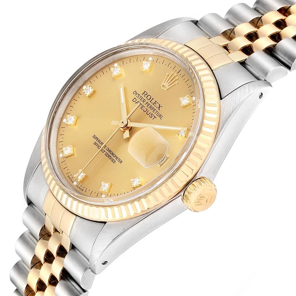 Rolex Datejust 36 Steel Yellow Gold Diamond Vintage Men’s Watch 16013 1