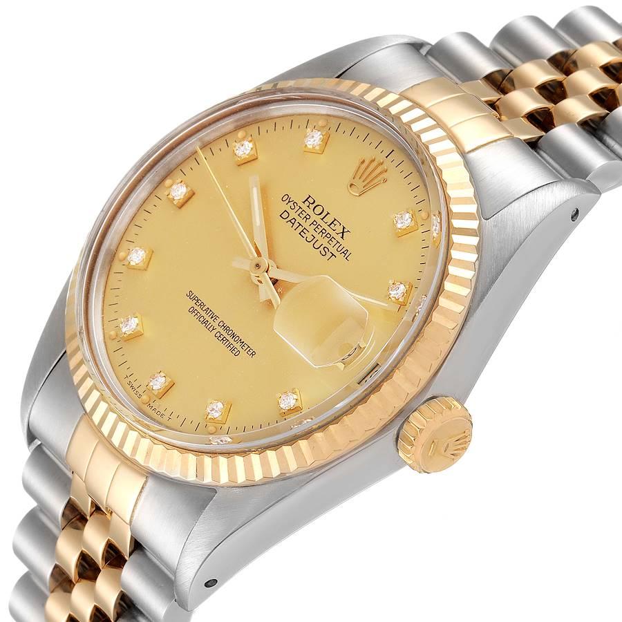 Rolex Datejust 36 Steel Yellow Gold Diamond Vintage Mens Watch 16013 For Sale 1