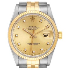 Rolex Datejust 36 Steel Yellow Gold Diamond Vintage Mens Watch 16013
